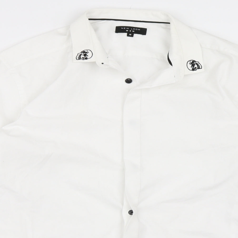 New Look Mens White    Button-Up Size M
