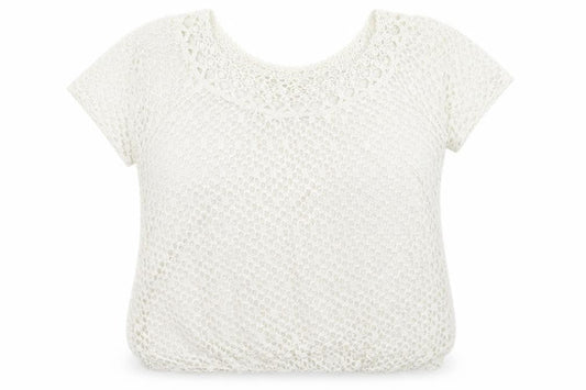 Front view of Preworn women’s white basic t-shirt, size L