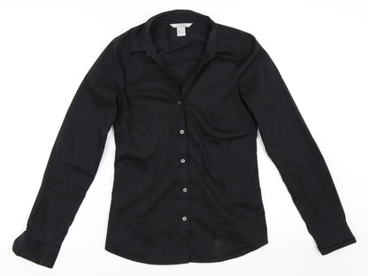 Additional front view of H&M women’s black basic button-up, size UK 32