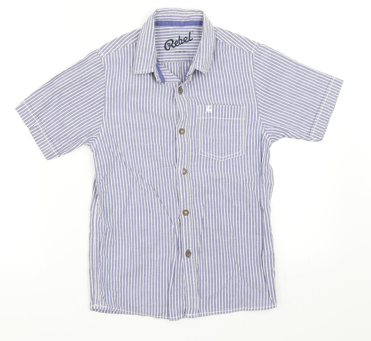 Rebel Boys Blue Striped  Basic Button-Up Size 9-10 Years