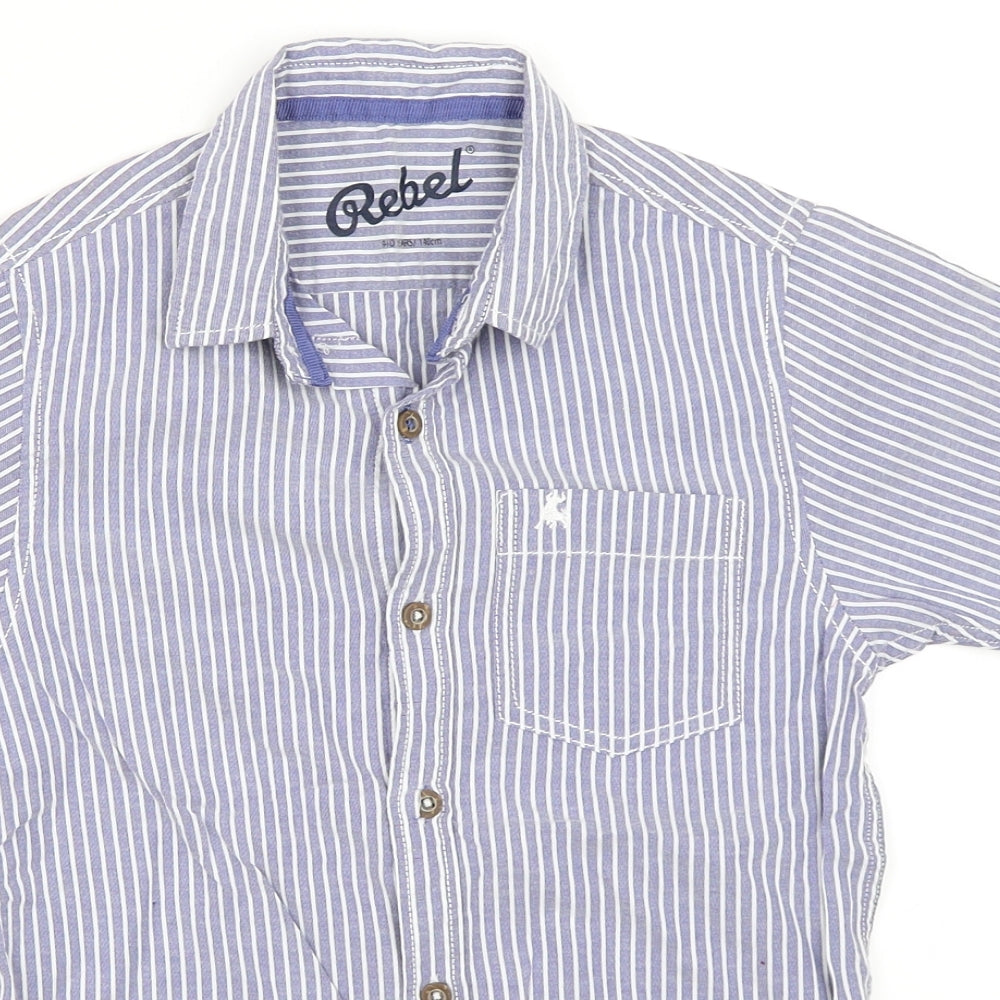 Rebel Boys Blue Striped  Basic Button-Up Size 9-10 Years