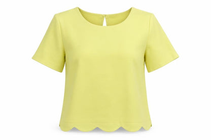 Front view of Atmosphere women’s yellow basic blouse, size UK 10