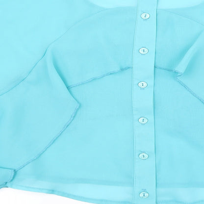 Brand and care label for Nikka women’s blue basic blouse, size UK 10, - ruffle detail