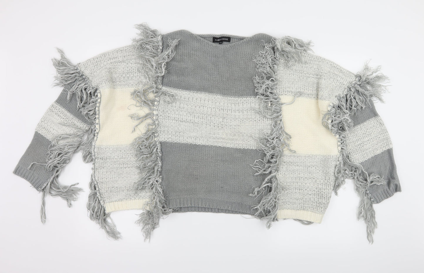 Cameo Rose Womens Grey Check Knit Pullover Jumper Size M