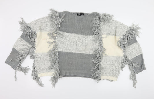 Cameo Rose Womens Grey Check Knit Pullover Jumper Size M