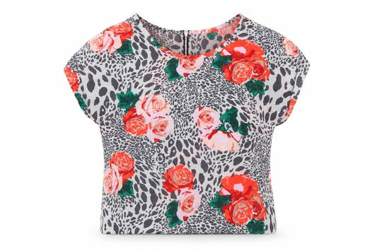 Topshop Womens Grey Floral  Basic Blouse Size 6
