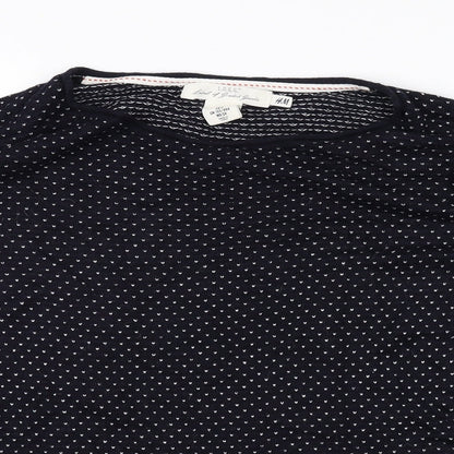 Close-up detail of L.O.G.G women’s blue jumper, size S