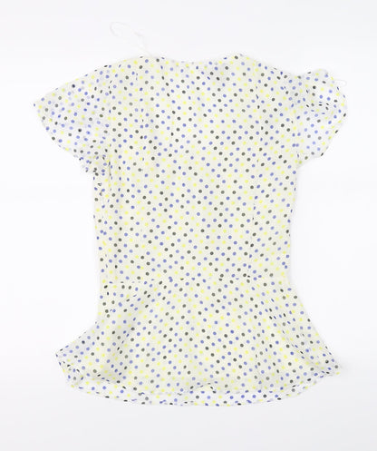 Back view of Pepperberry women’s ivory polka dot basic blouse, size UK 8
