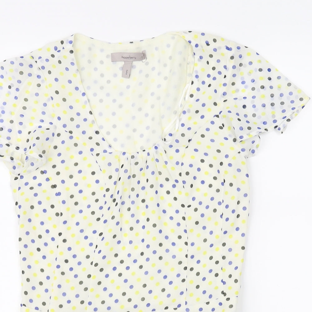 Pepperberry Womens Ivory Polka Dot  Basic Blouse Size 8