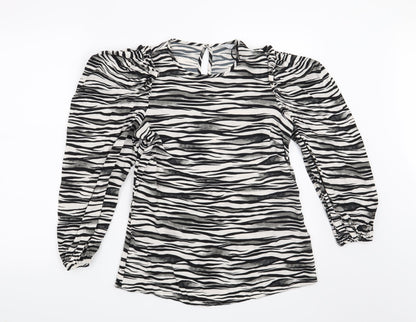 Additional front view of Papaya women’s white animal print basic blouse, size UK 8