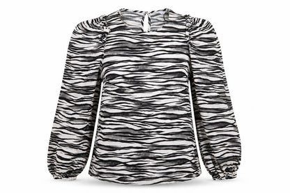 Front view of Papaya women’s white animal print basic blouse, size UK 8