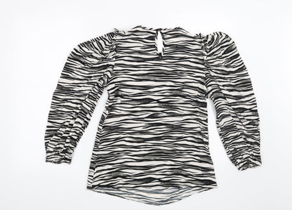 Back view of Papaya women’s white animal print basic blouse, size UK 8