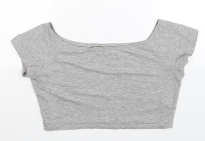 Front view of Atmosphere women’s grey cropped t-shirt, size UK 16