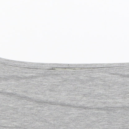 Close-up detail of Atmosphere women’s grey cropped t-shirt, size UK 16
