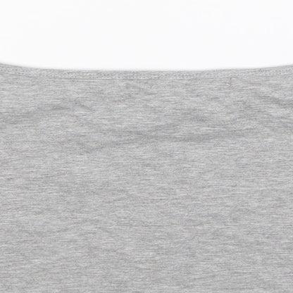 Brand and care label for Atmosphere women’s grey cropped t-shirt, size UK 16