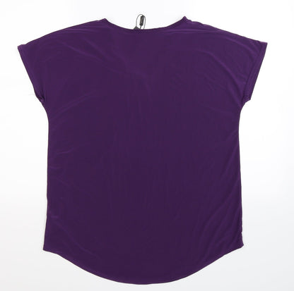 Back view of Nicole women’s purple basic blouse, size S