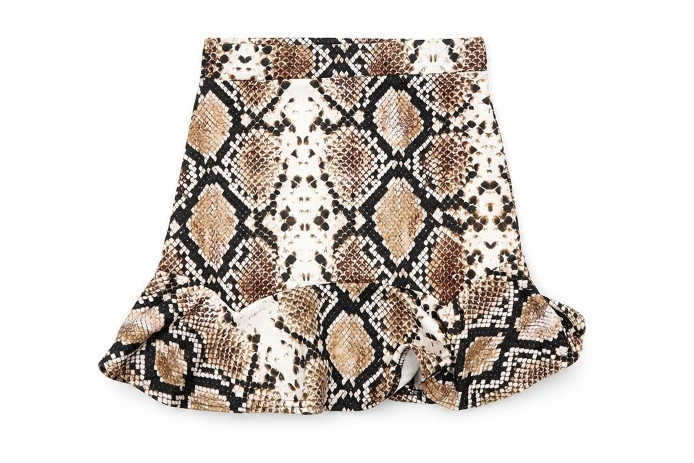 PRETTYLITTLETHING Womens Brown Animal Print  A-Line Skirt Size 6