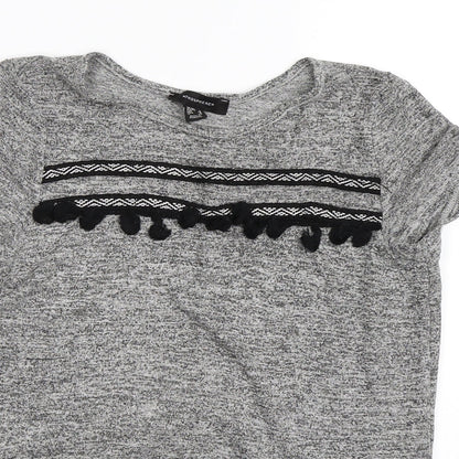 Close-up detail of Primark women’s grey basic t-shirt, size UK 8