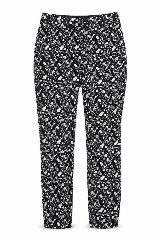 Primark Womens Black Floral  Trousers  Size 8 L25 in