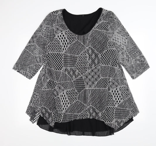 Preworn Womens Black   Fit & Flare  Size 14  - Layered with silver/grey