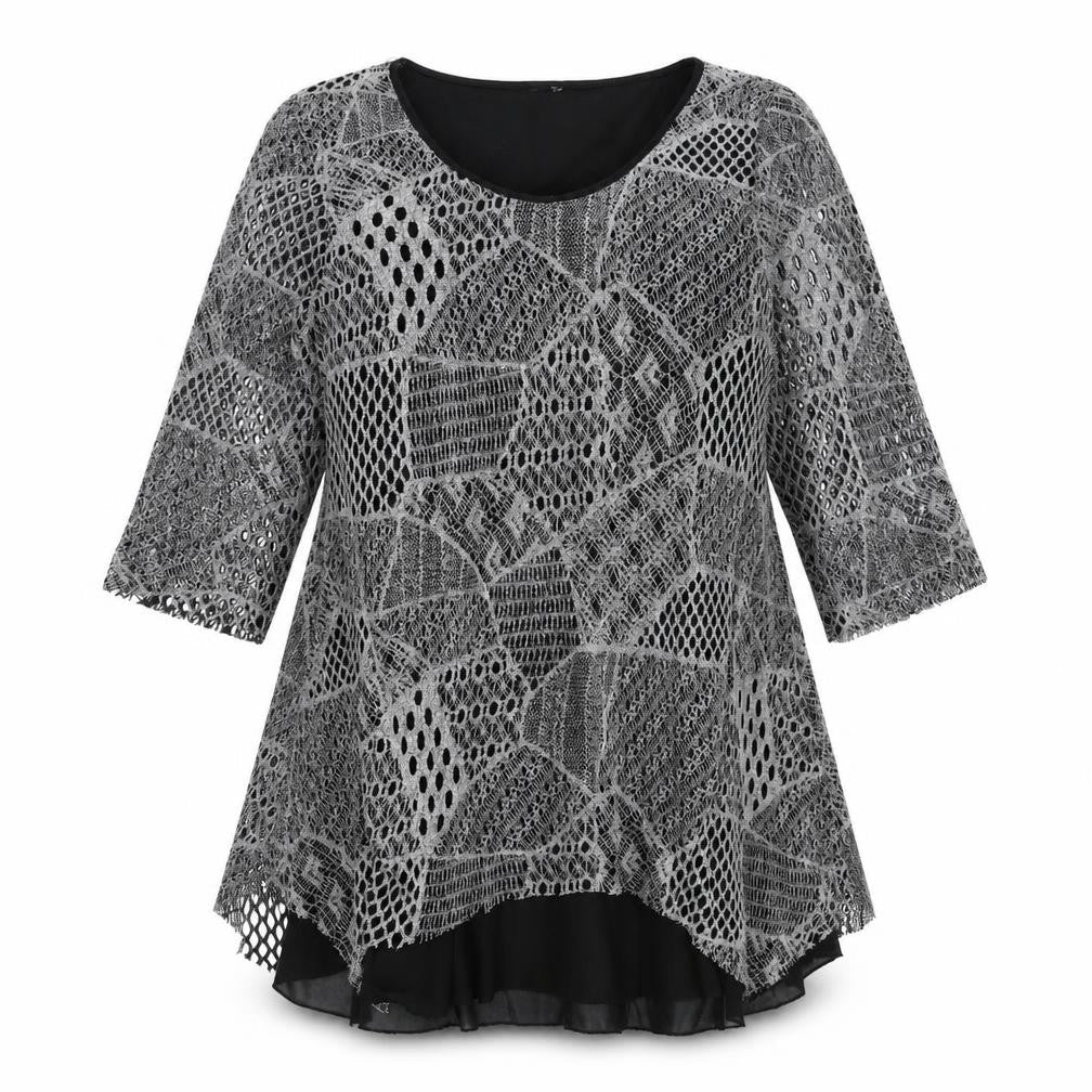Preworn Womens Black   Fit & Flare  Size 14  - Layered with silver/grey