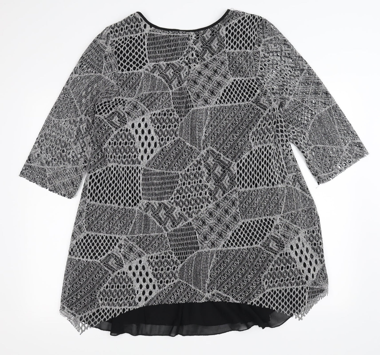 Preworn Womens Black   Fit & Flare  Size 14  - Layered with silver/grey