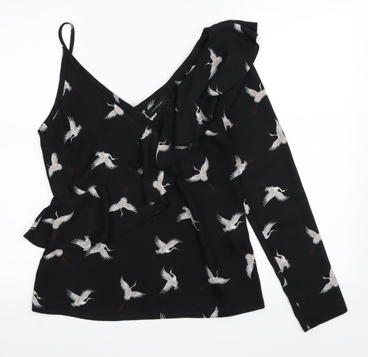 Atmosphere Womens Black Animal Print  Basic Blouse Size 8