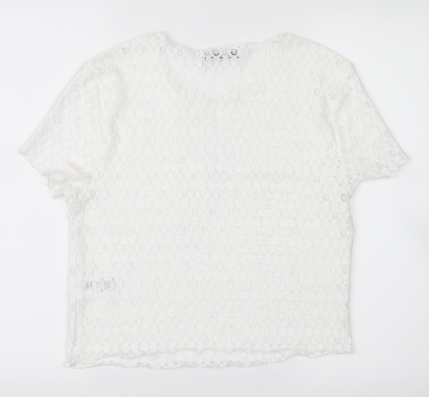 Jay Jays Womens White Floral  Cropped T-Shirt Size L