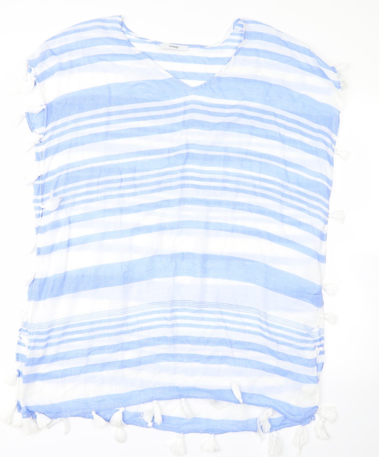 George Womens Blue Striped  Basic Blouse Size S