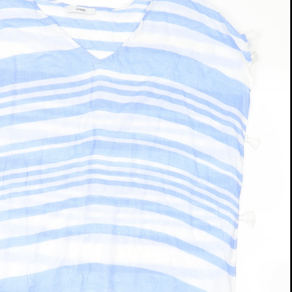 George Womens Blue Striped  Basic Blouse Size S