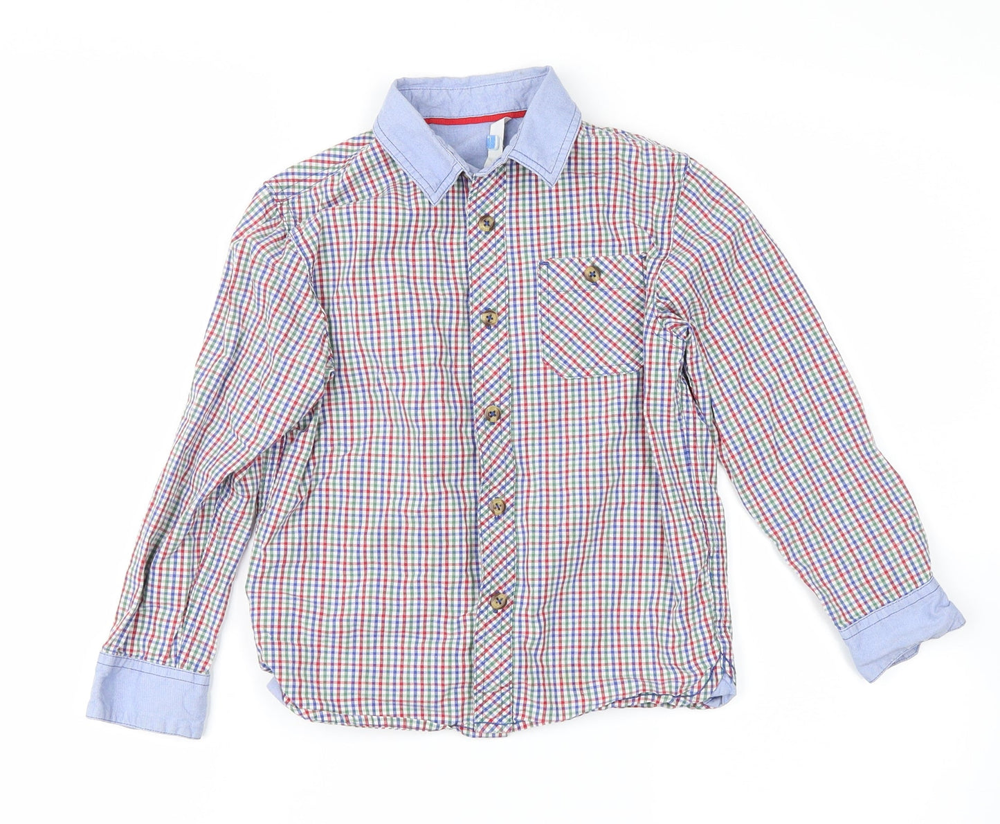 John Lewis Boys Blue Plaid  Basic Button-Up Size 6 Years