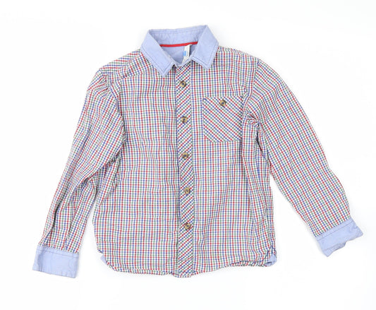 John Lewis Boys Blue Plaid  Basic Button-Up Size 6 Years