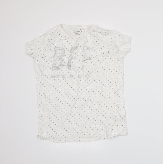 Primark Girls White Spotted Jersey Basic T-Shirt Size 13-14 Years
