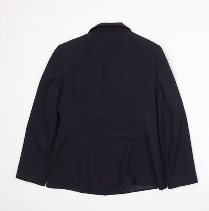 Back view of Anne Brooks women’s blue jacket suit jacket, size UK 12