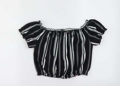 Additional front view of New Look girls’ black striped basic blouse, size 12, years