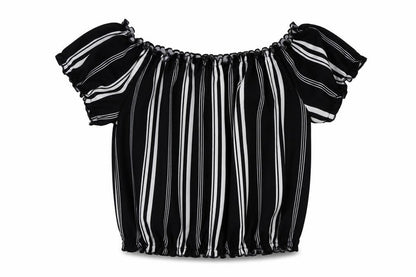 Front view of New Look girls’ black striped basic blouse, size 12, years