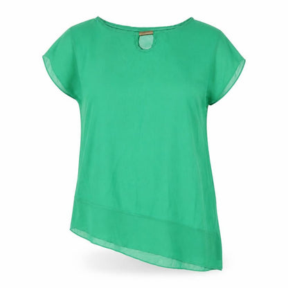 Front view of Preworn women’s green basic blouse, size XL