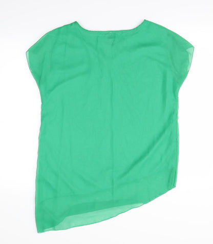 Back view of Preworn women’s green basic blouse, size XL