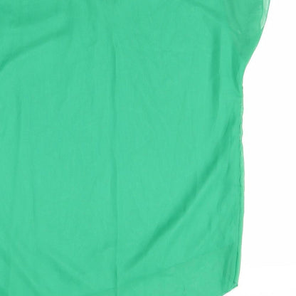 Brand and care label for Preworn women’s green basic blouse, size XL