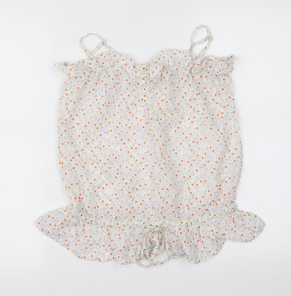 Front view of River women’s white floral basic t-shirt, size UK 6