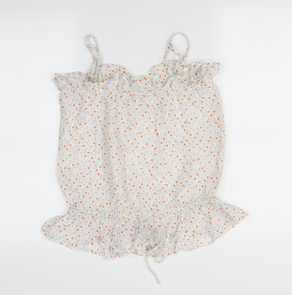 Back view of River women’s white floral basic t-shirt, size UK 6