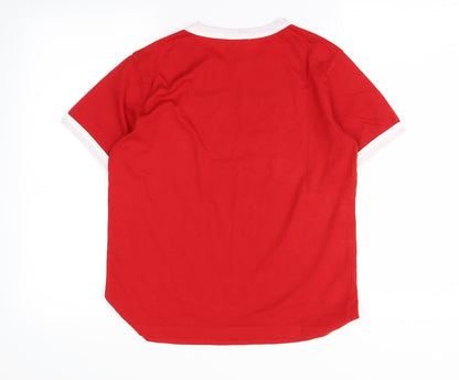 Back view of Boohoo women’s red basic t-shirt, size UK 6