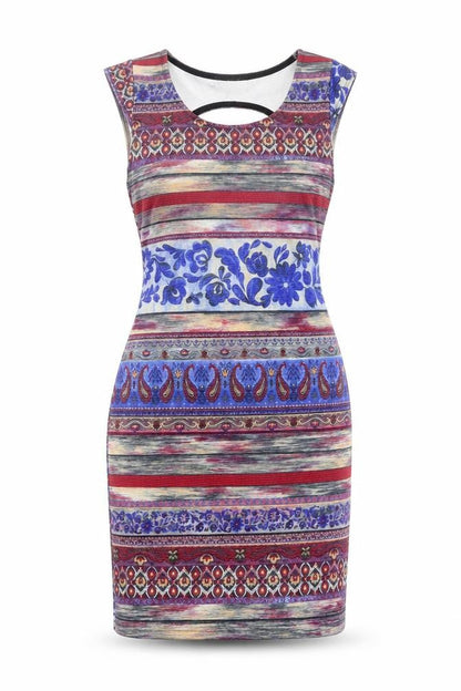 Front view of Kiah women’s multicoloured floral bodycon, size UK 12