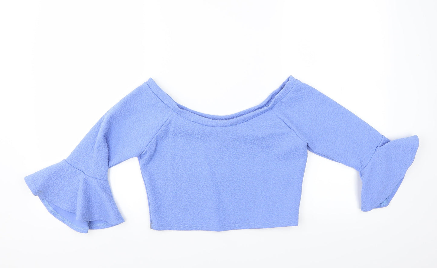 Kiah Womens Blue   Basic Blouse Size 14  - CROPPED
