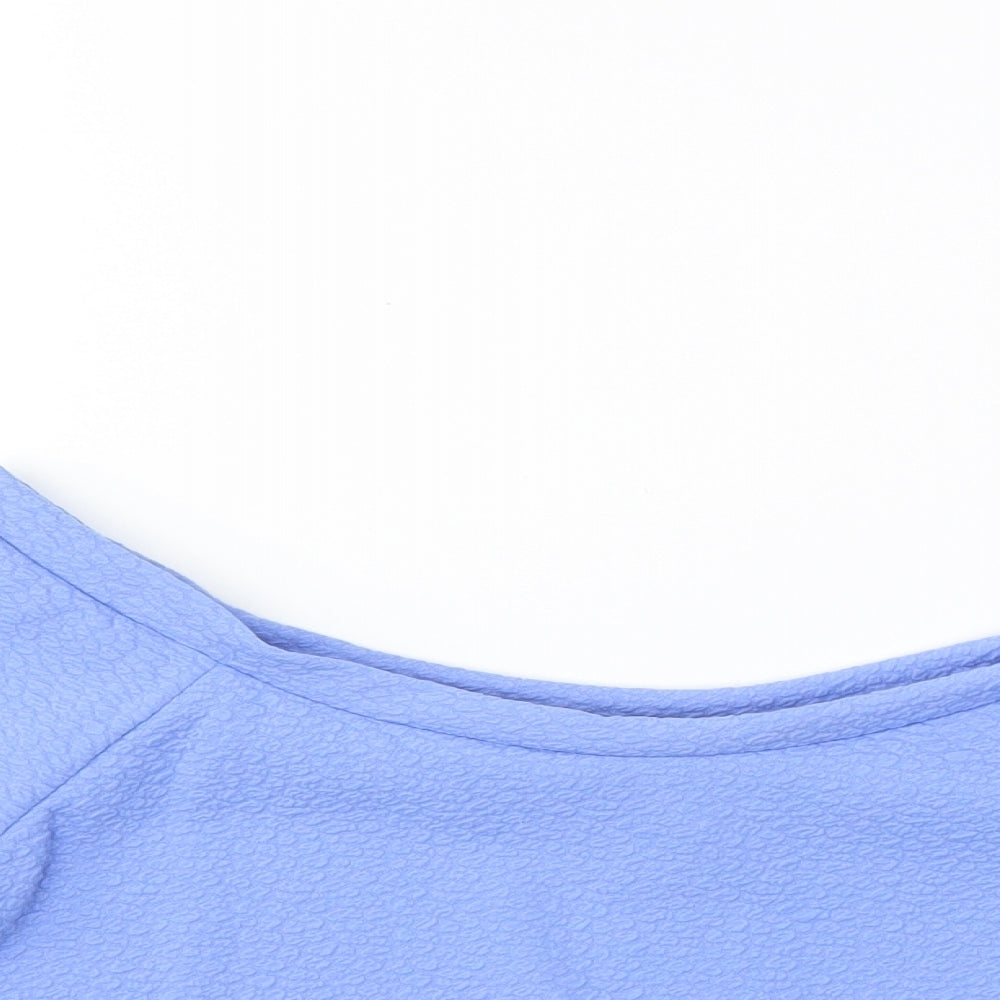 Kiah Womens Blue   Basic Blouse Size 14  - CROPPED