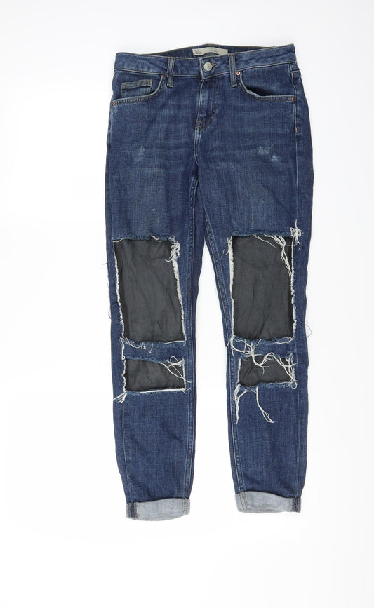 Topshop Womens Blue   Skinny Jeans Size 25 in L32 in - DISTRESSED