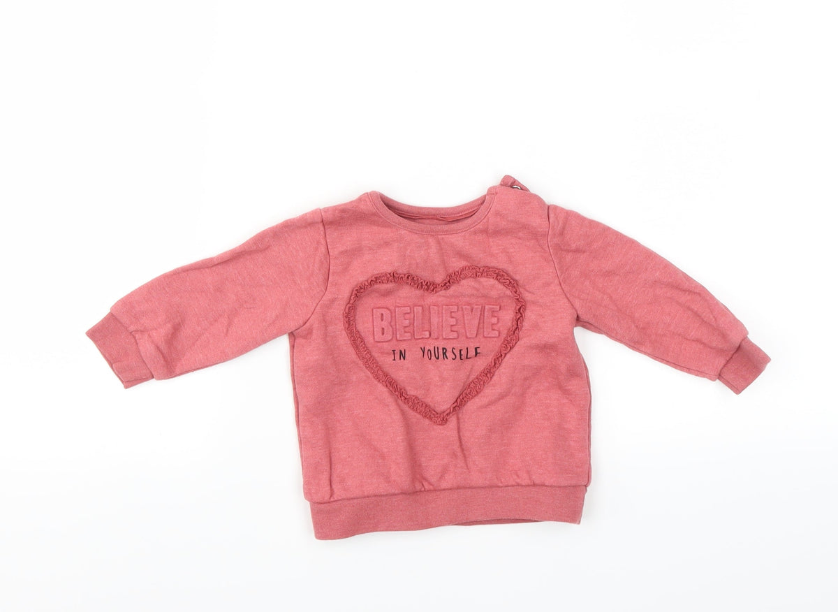 F&F Girls Pink   Pullover Jumper Size 3-6 Months  - Believe in yourself