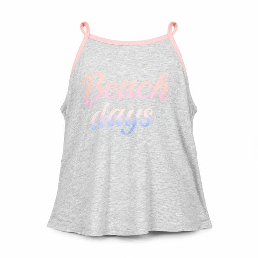 Front view of H&M girls’ grey basic t-shirt, size 10-11, years - beach days