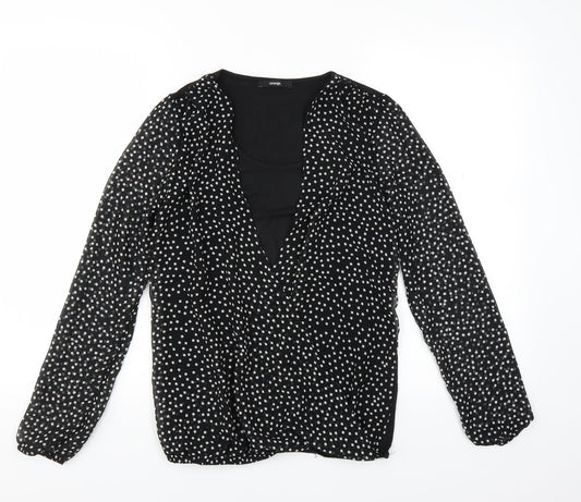 George Womens Black Geometric  Basic Blouse Size 8