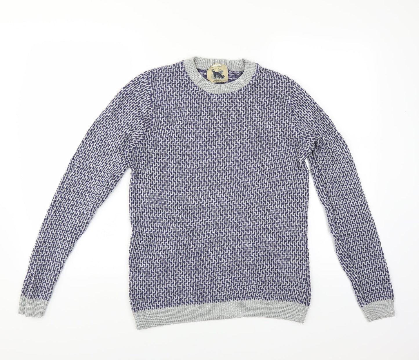 Refectory Mens Blue Geometric  Pullover Jumper
